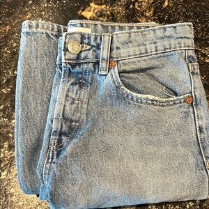 Zara Light Blue Relaxed Jeans with High-Waisted Style and Acid Wash Finish